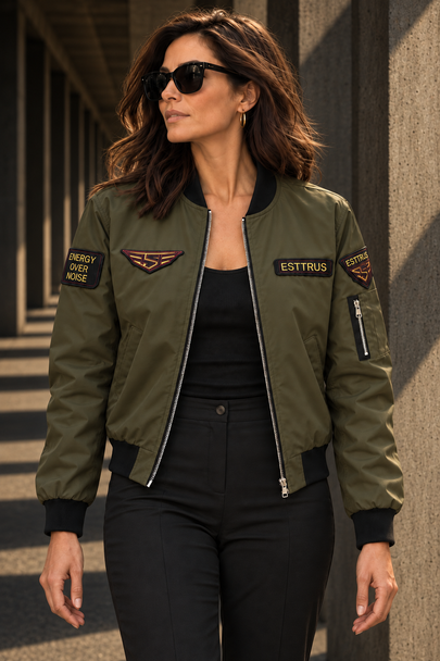 ESTTRUS WOMAN — ARMY GREEN BOMBER JACKET