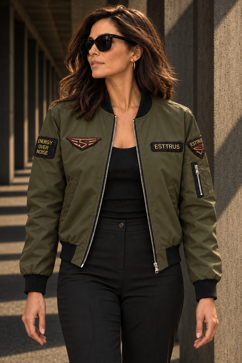ESTTRUS WOMAN — ARMY GREEN BOMBER JACKET
